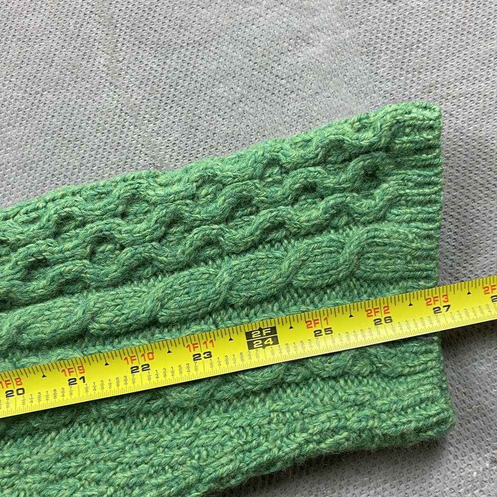 Aran Woollen Mills Sweater Womens 1X Green Button Cable Knit Ireland 100% Wool - Picture 9 of 10